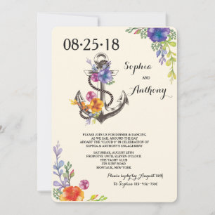 Invitation nautique de fiançailles de bonheur