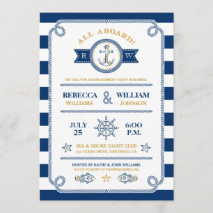 Invitation nautique de partie de fiançailles de