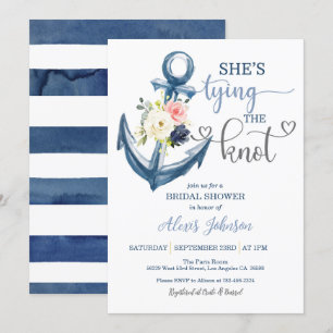 Invitation Nautique Elle noue la Fête des mariées (Gris)