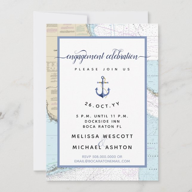 Invitation Nautique #Engagement Party | Sud #Floride (Devant)