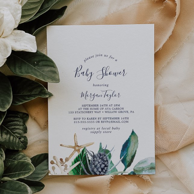 Invitation Nautique moderne | Baby shower verdoyant (Créateur téléchargé)