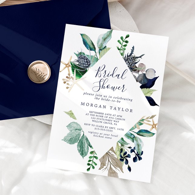 Invitation Nautique moderne | Fête des mariées verte (Créateur téléchargé)