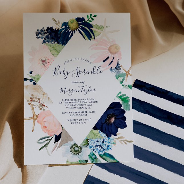 Invitation Nautique moderne | Floral Baby Sprinkl (Créateur téléchargé)