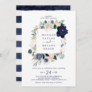 Invitation Nautique moderne   Floral Carré   Mariage