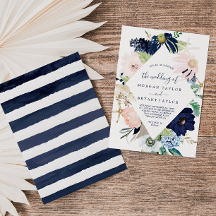 Invitation Nautique moderne   Floral Diamond Mariage géométri