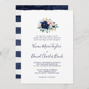 Invitation Nautique moderne Floral Mariage traditionnel