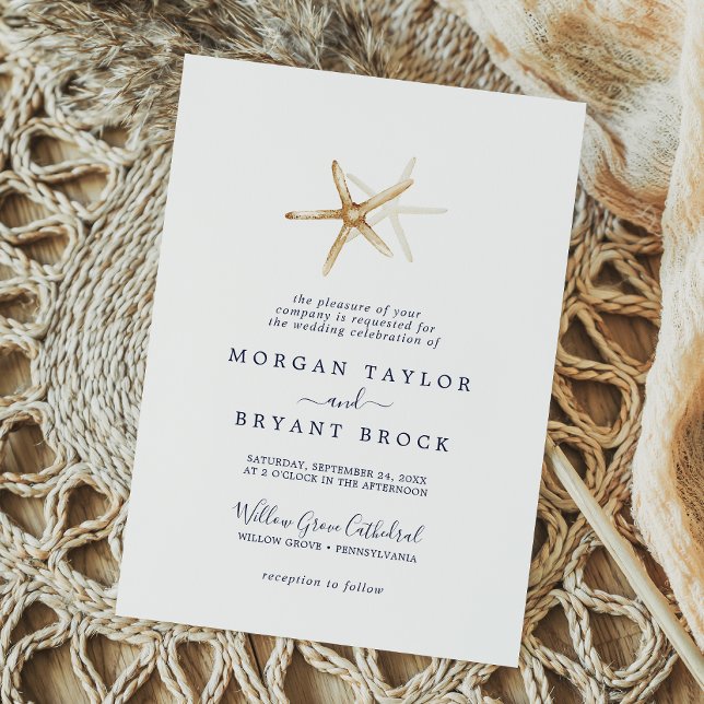 Invitation Nautique moderne | Starfish Mariage officiel (Créateur téléchargé)