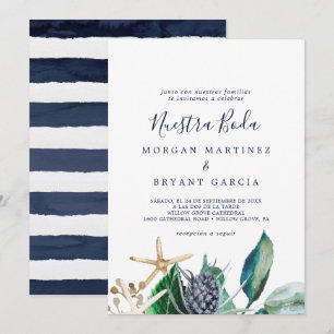 Invitation Nautique moderne   Verdure Espagnol Nuestra Boda