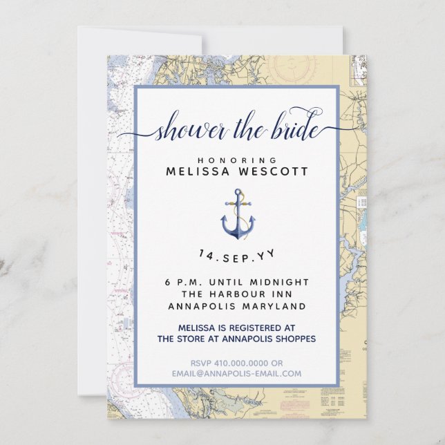 Invitation Nautique Nautique #Douche #Annapolis Maryland (Devant)