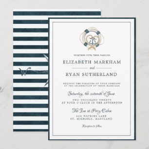 Invitation Nautique Navy & Mariage Blanc   Ancré dans l'Amour