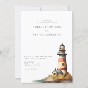 Invitation Nautique, phare   Mariage maritime