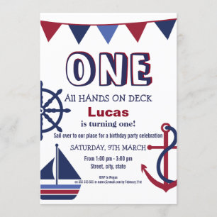 Invitation nautique pour le premier anniversaire d