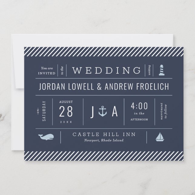 Invitation nautique pour les Mariages de la Nouvel (Devant)