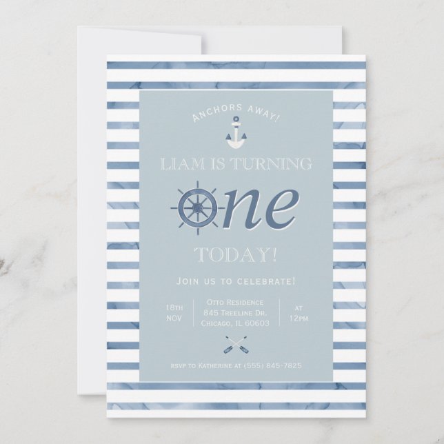 Invitation Nautique Premier Anniversaire (Devant)