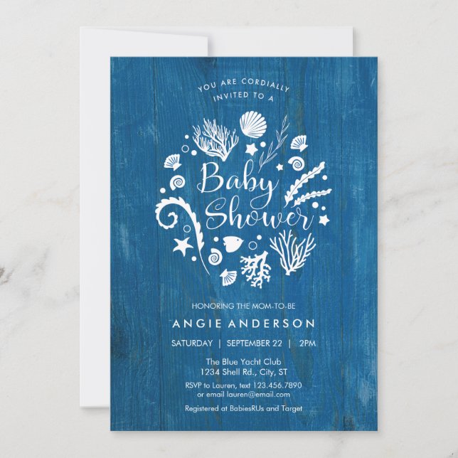 Invitation nautique rustique de baby shower de vie (Devant)