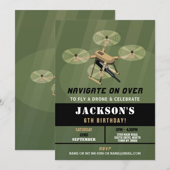 Invitation Naviguer Camouflage d'anniversaire de l'Armée des  (Devant / Derrière)