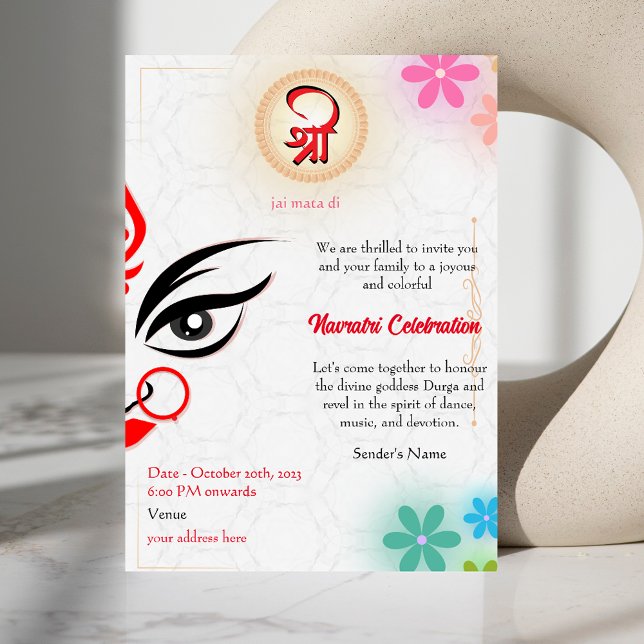 Invitation Navratri Durga Puja Célébration Florale (Créateur téléchargé)