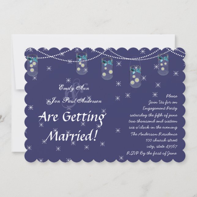 Invitation Navy Aqua Fleur Jaune Mason Jar (Devant)