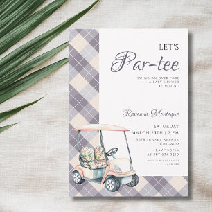 Invitation Navy Argyle Chariot de Golf pour Bébé Shower Par T