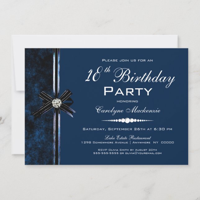 Invitation Navy Blue 18th Birthday Party (Devant)