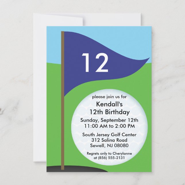 Invitation Navy Blue Let's Bogie Mini Golf Birthday Party (Devant)