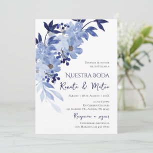 Invitation Navy Blue Spanish Wedding Invitation