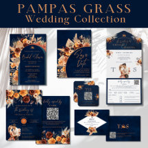 Navy Blue & Terracotta QR Code Enregistrer La Date