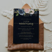 Navy Blush Floral Or 50e Anniversaire De Mariage