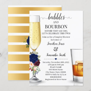 Invitation Navy Bubbles & Bourbon avant de faire Couples Douc