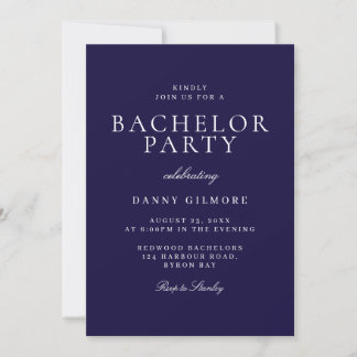 Invitation Navy Classic moderne Bachelor Party