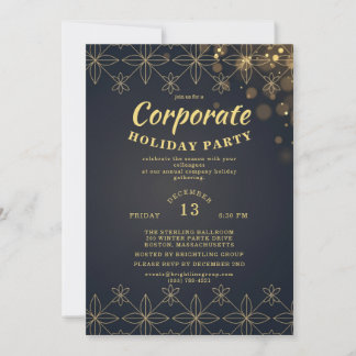 Invitation Navy Gold Geometric Corporate Holiday Party