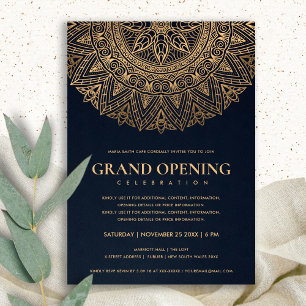 INVITATION NAVY OR CLASSIQUE ORNÉ MANDALA GRANDE OUVERTE