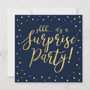 Invitation Navy & Or Fête de retraite moderne et surprise