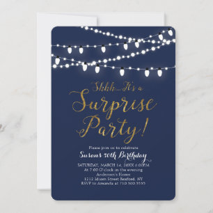 Invitation Navy & Or   Fête surprise pour 60e anniversaire