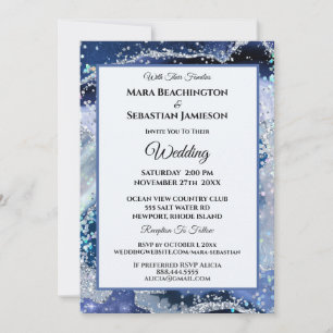 Invitation *~* NAVY RSVP Website AGATE Stars AR13 Mariage