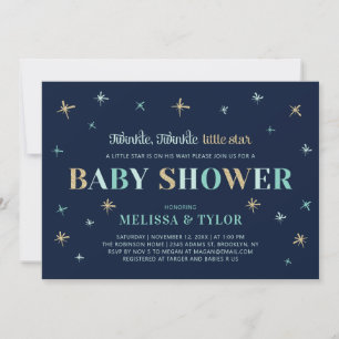 Invitation Navy Twinkle Twinkle Little Star Garçon Baby Sho