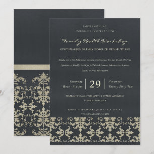 INVITATION NAVY VELVET SILVER DAMASK ÉVÉNEMENT D'ATELIER CLAS