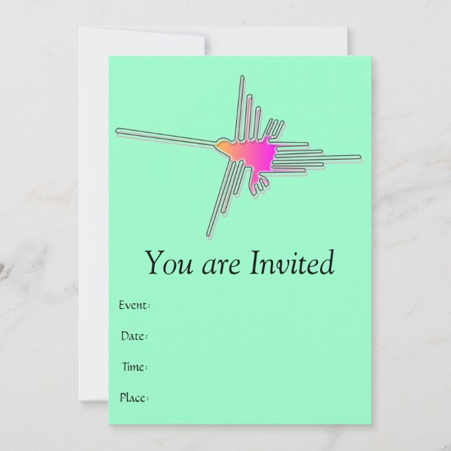 Invitation Nazca Lines Hummingbird - Version verte (Devant)