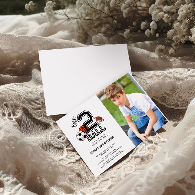 Invitation Né 2 balle | Sport Jour du 2e anniversaire du garç (Créateur téléchargé)