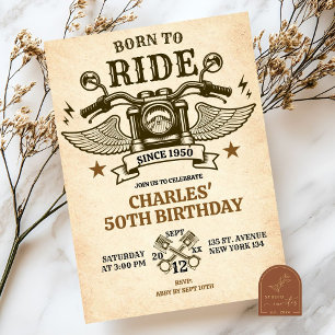 Invitation Né à vélo Vintage Motorbike 50e anniversaire