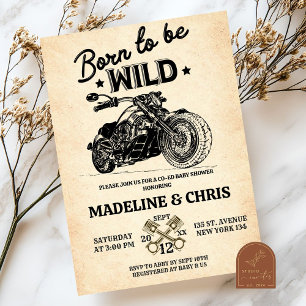 Invitation Né À Wild Vintage Motorbike Baby shower