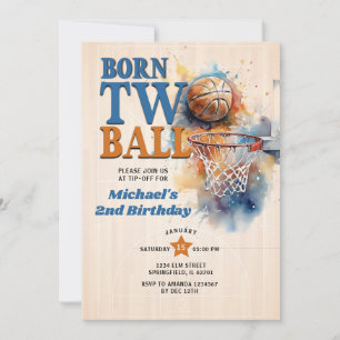 Invitation Né Deux Ball Basketball Tip Off Hoop 2e Anniversai