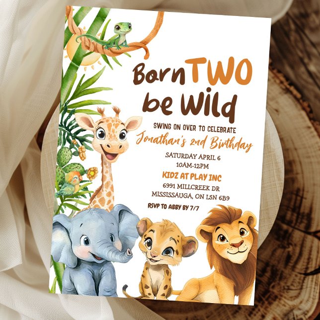 Invitation Né Deux Be Wild Safari Thème Garçon Deuxième anniv (Créateur téléchargé)