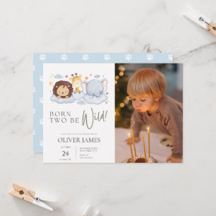 Invitation Né deux être sauvage photo 2e anniversaire