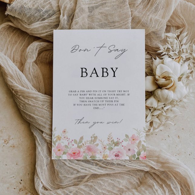 Invitation Ne dites pas Baby Game, Rose signe Baby shower, (Don't Say Baby Game, Rose Baby Shower Sign, Invitation)
