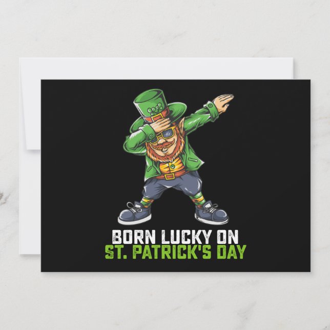Invitation Né Lucky Sur St Patrick's Day Dabbing Birthday (Devant)