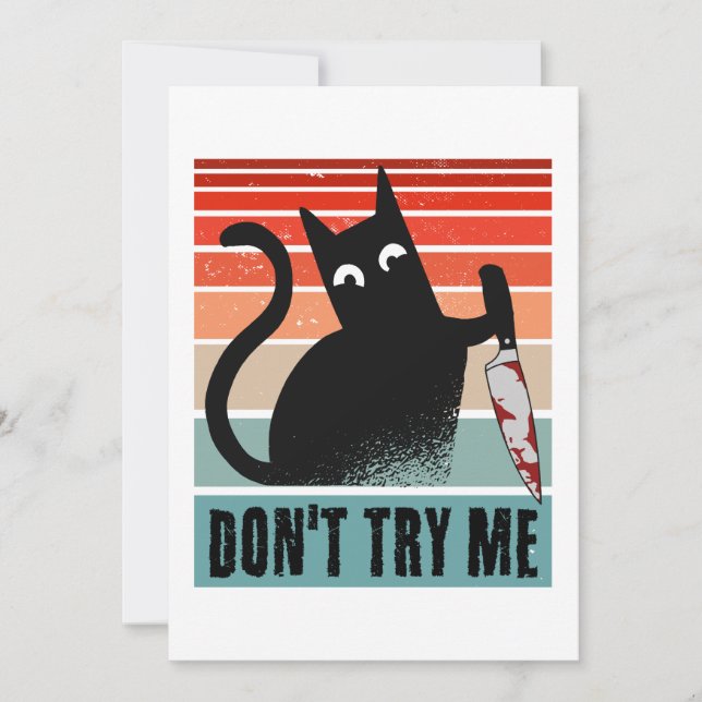 Invitation Ne me provoque pas, chat lunatique avec couteau (Devant)