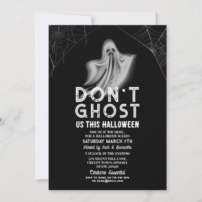 Invitation Ne nous fantôme pas cette Halloween (Devant)