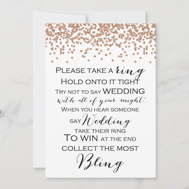 Invitation Ne pas dire Mariage Rose Gold Fête de l'mariée Gam (Devant)