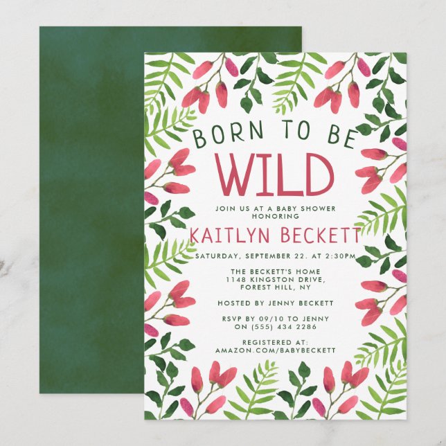 Invitation Né Pour Être Un Baby shower De Boho Sauvage (Devant / Derrière)
